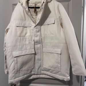 Mens XL ivory parka water resistance hooded